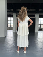 White Double Ruffle Maxi Dress