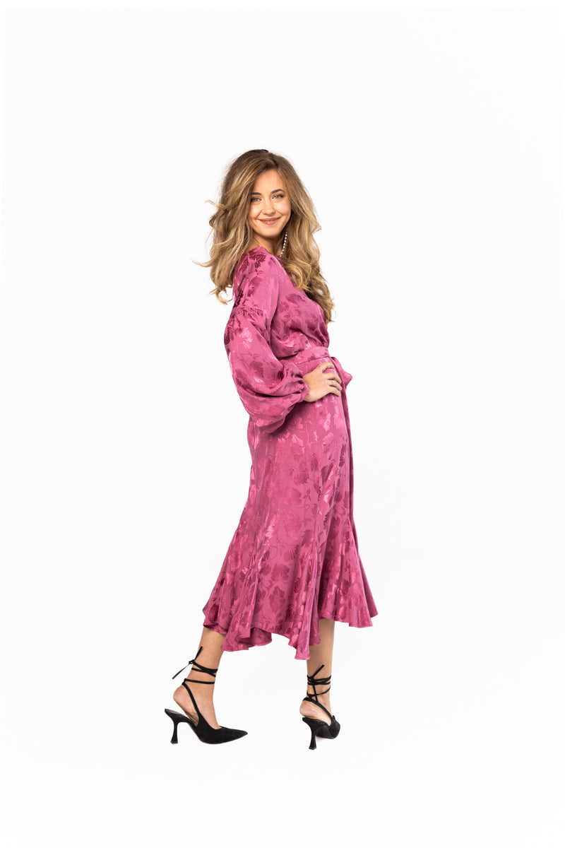Silky Light Marsala Midi Dress