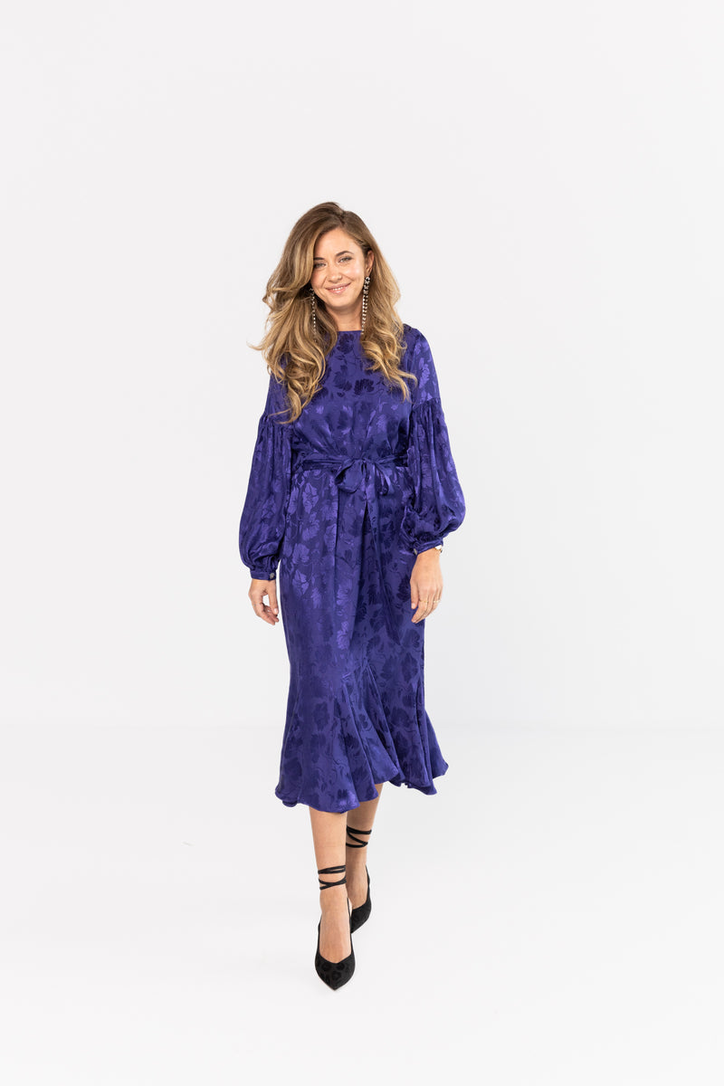 Silky Royal Blue Midi Dress