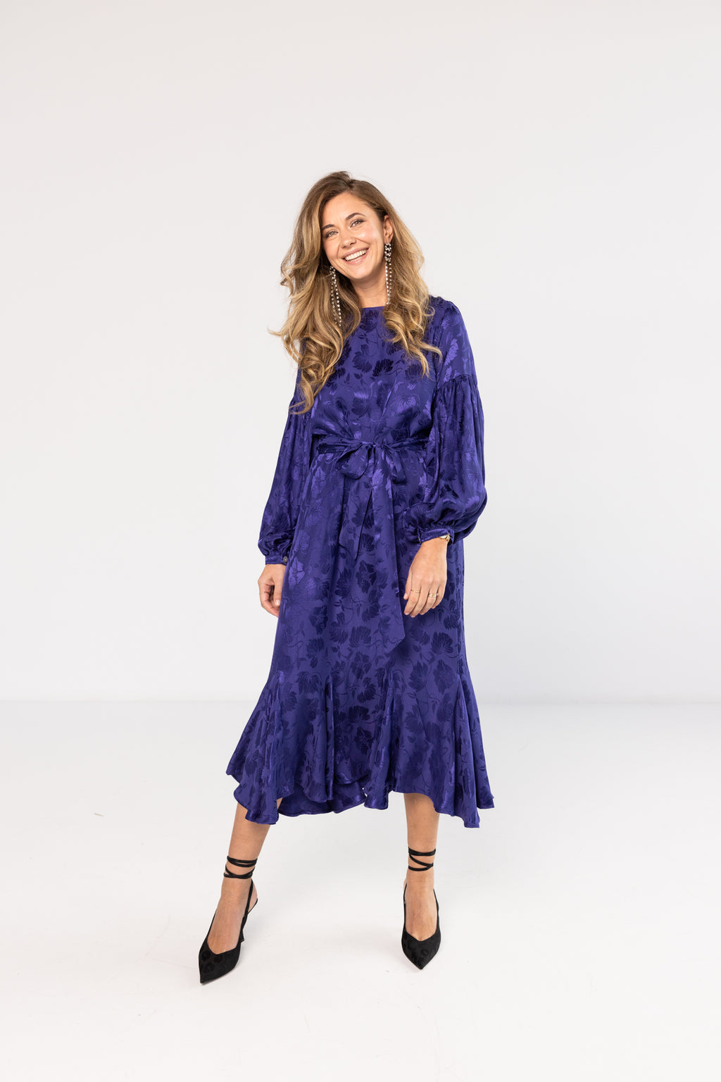 Silky Royal Blue Midi Dress