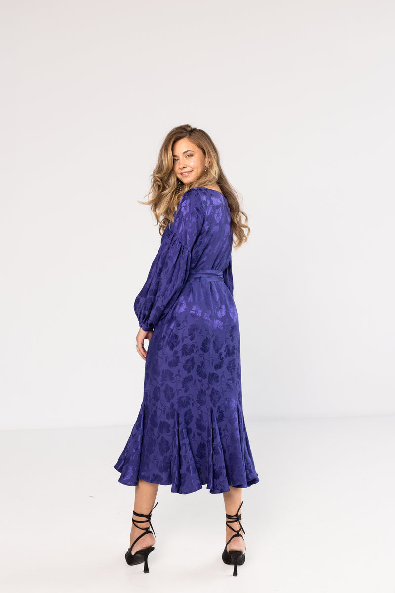 Silky Royal Blue Midi Dress