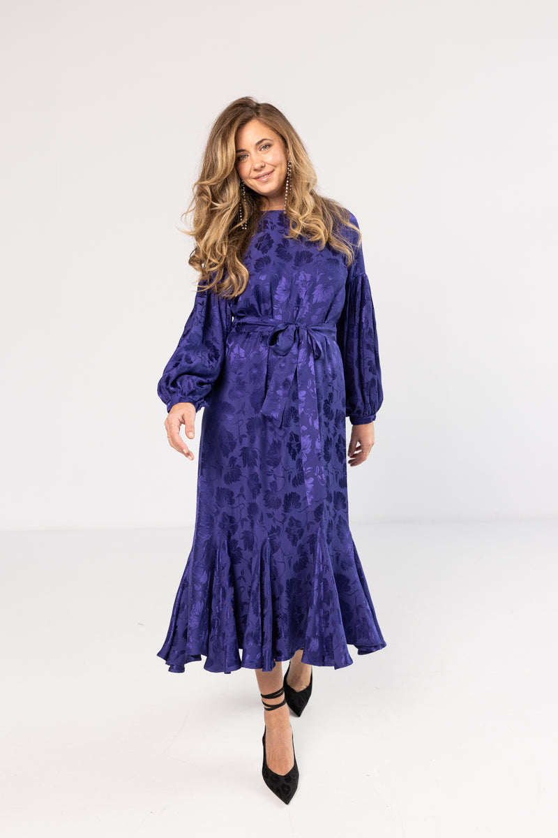 Silky Royal Blue Midi Dress