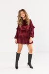 Burgundy Velvet Mini DRess