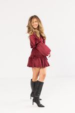 Burgundy Velvet Mini DRess