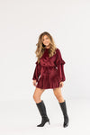 Burgundy Velvet Mini DRess