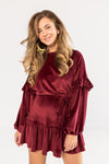 Burgundy Velvet Mini DRess