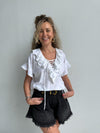 Short Sleeves Embroidered Angel Top