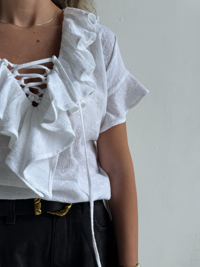 Short Sleeves Embroidered Angel Top