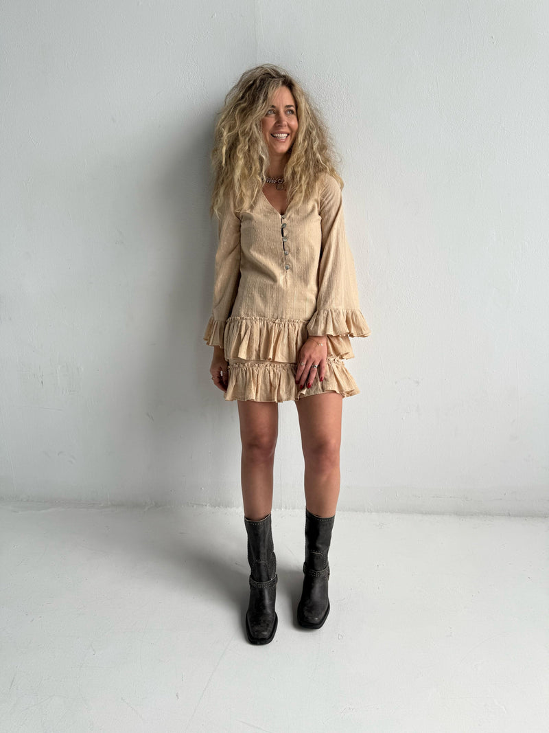 Cotton Double Ruffle Mini Dress