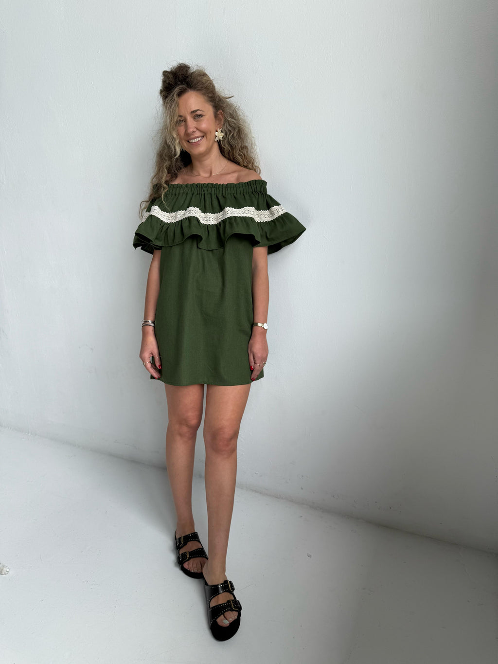 Off Shoulder Linen Dress
