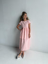 Pink Double Ruffle Linen Dress