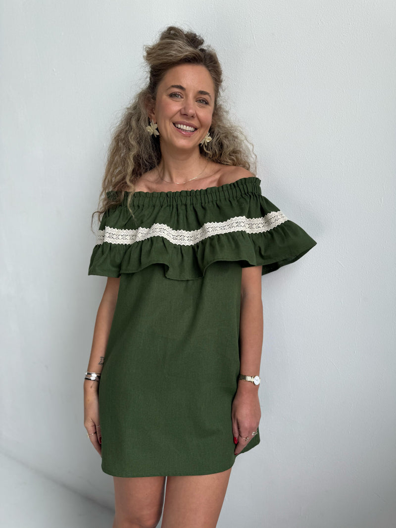 Off Shoulder Linen Dress