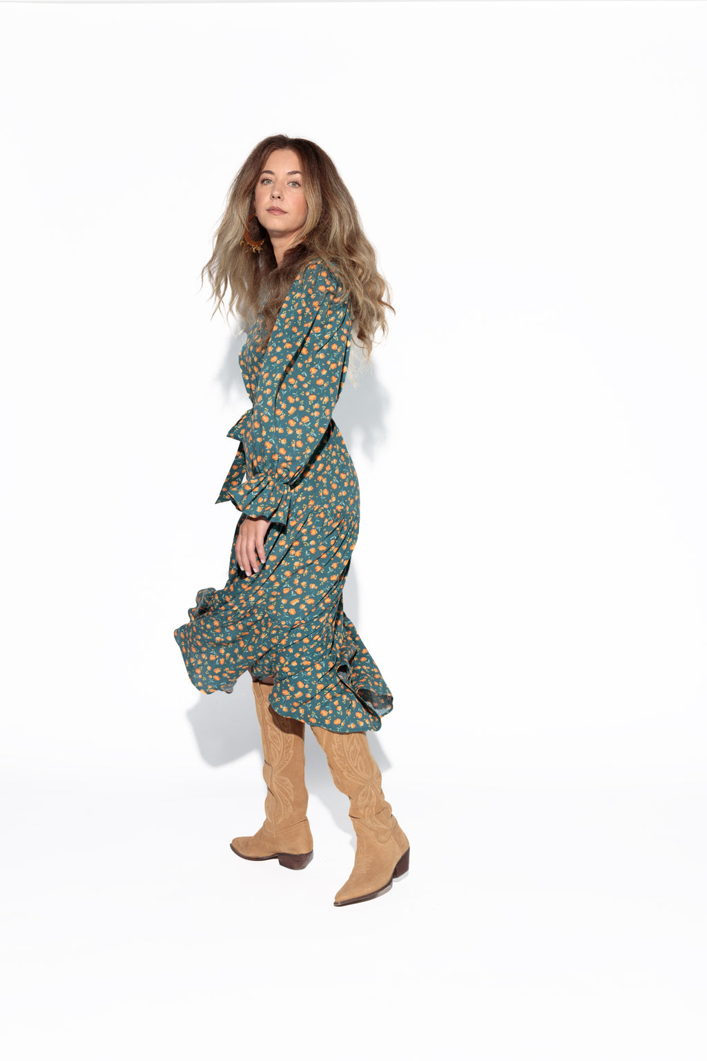 Floral Vintage Green Dress