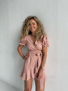 Linen Peach Mini Dress