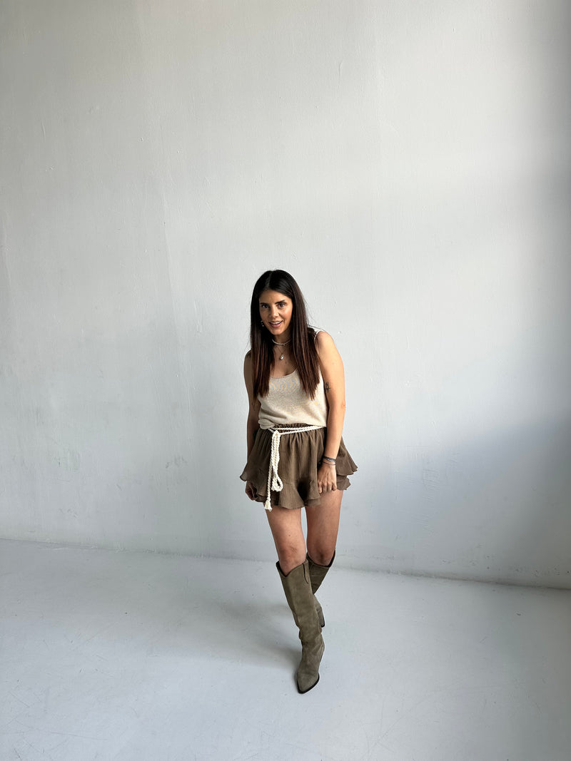 Chocolate Cotton Divided Skirt