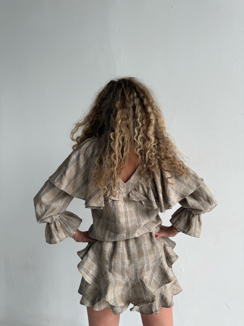 Ruffle Linen Two Pieces