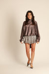 Dark Silver Sequins Divided Skirt