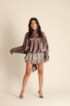 Dark Silver Sequins Divided Skirt