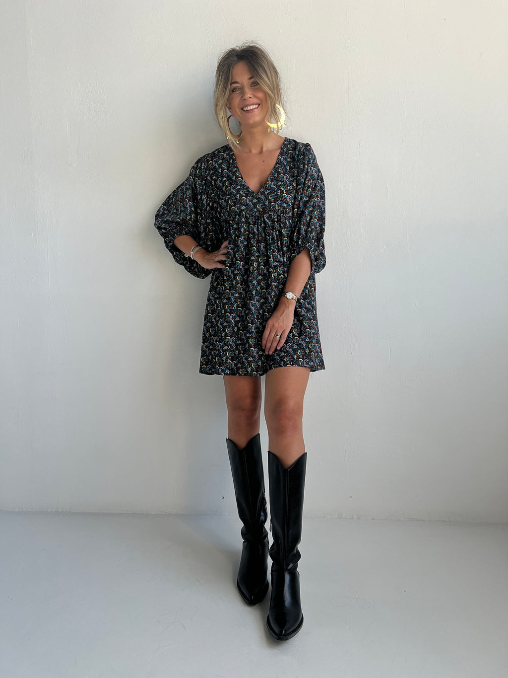 Black Multi Floral Mini Dress