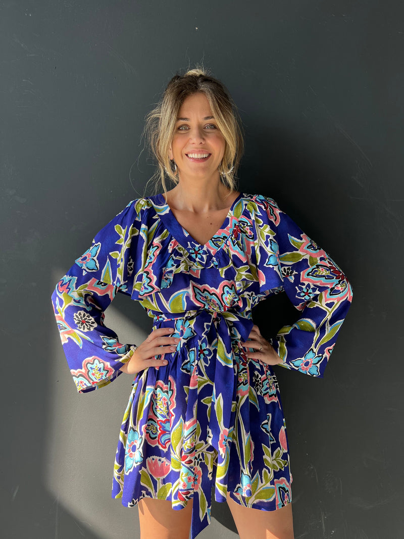 Royal Blue Floral Mini Dress