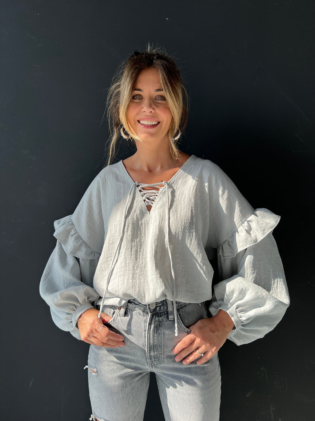 Light Grey Angel Linen Top