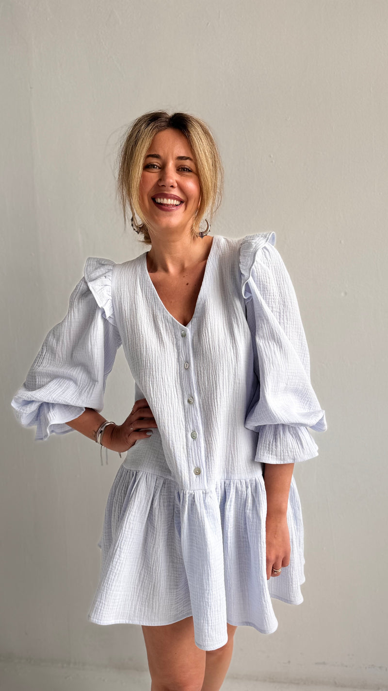 Mini Shell Button Muslin Dress
