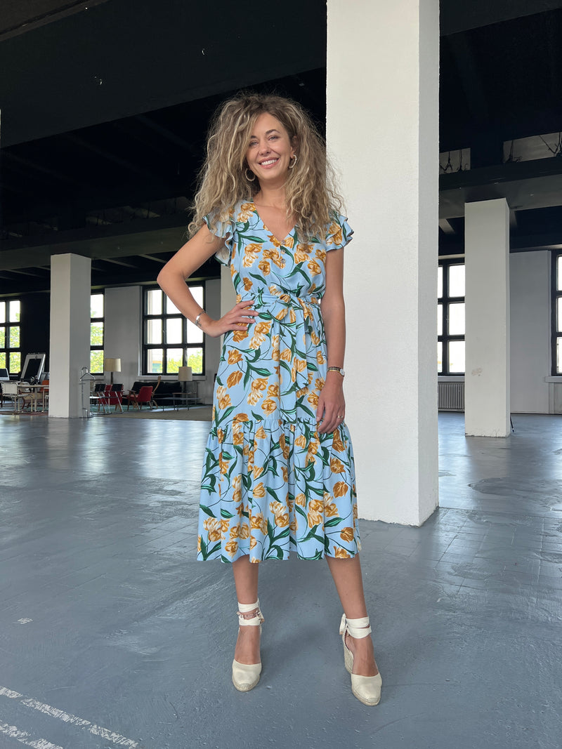 Blue Print Tulip Dress