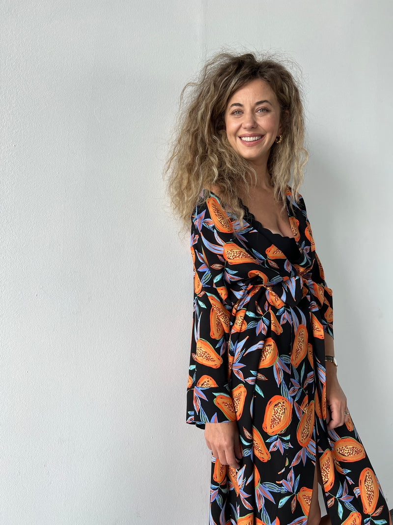 Black Papaya Maxi Kimono
