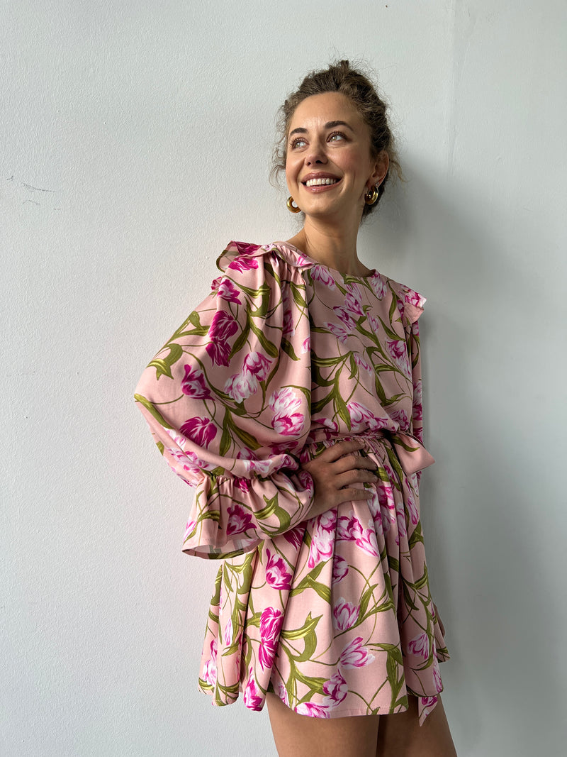 Pink Print Tulip Dress