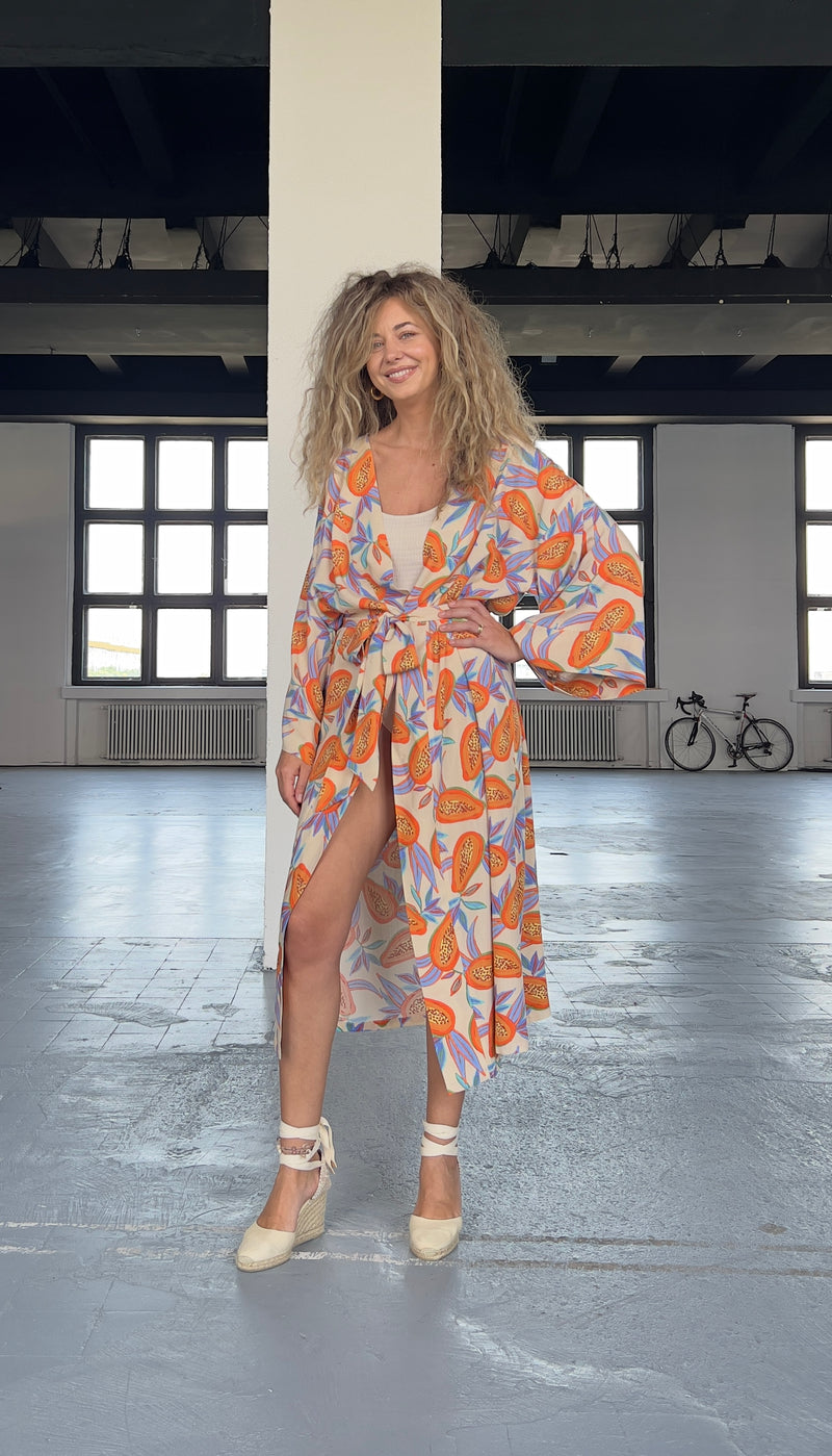 White Papaya Maxi Kimono
