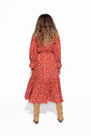 Red Floral Midi Dress