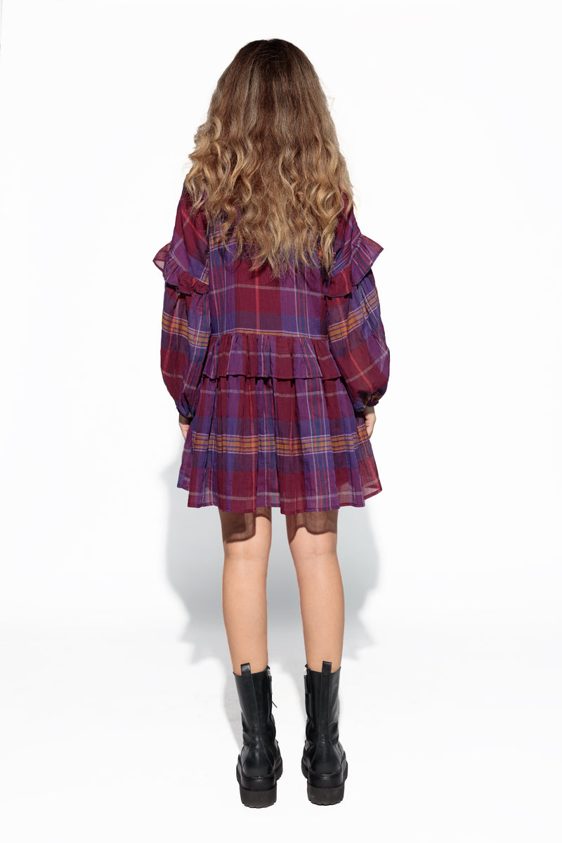 Plaid Purple Boho Dress