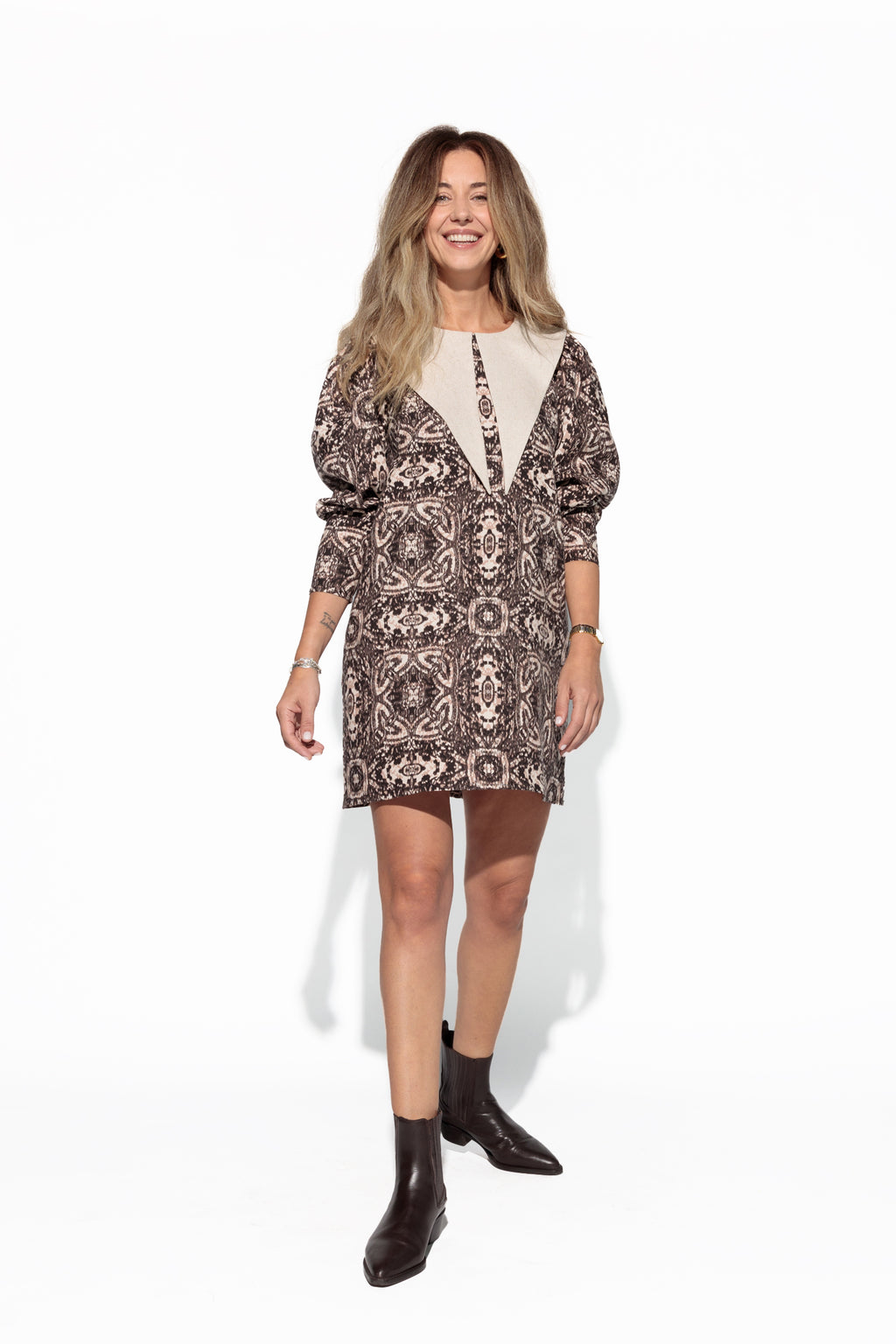Geometric Linen Dress