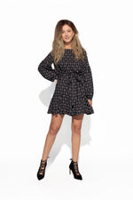 Geometric Tie Waist Boho Dress