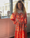 Red Floral Midi Colar Dress