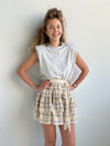 Beige Plaid Mini Skirt