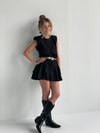 Black Cotton Mini Skirt